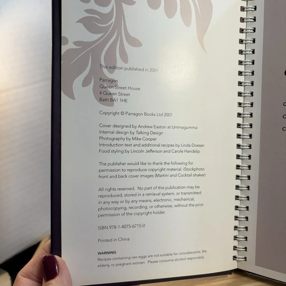 Vodka: Invigorating Vodka Cocktails Spiral Bound Hardback Cookbook Linda Doeser